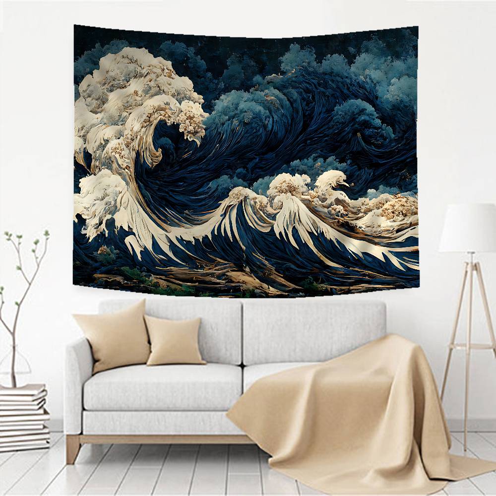 

Japan Wave Of Kanagawa Cartoon Tapestry Art Science Fiction Room Home Decor Wall Hanging Sheets 74x94cm(29x37in)