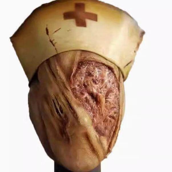 Beliebte Silent Hill Krankenschwestermaske für Halloween Horror Cosplay Requisiten: Blutiges Arztkostüm Kopfbedeckung
