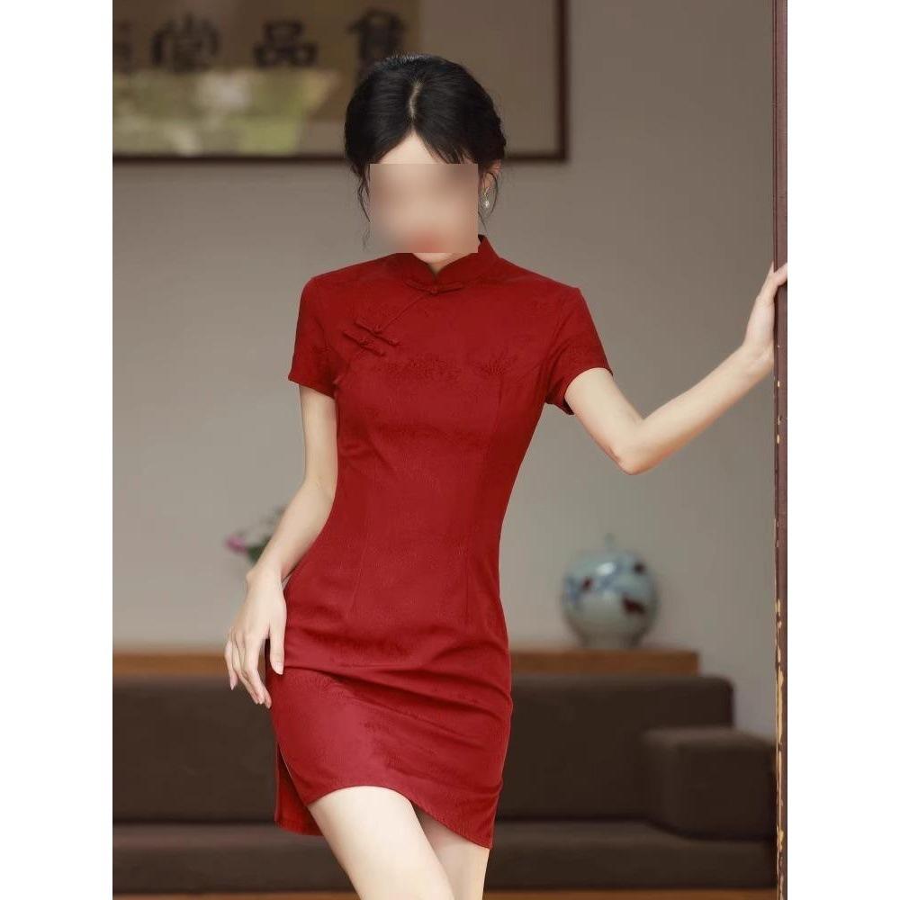 Red cheongsam women's new summer model, improved young model, win the college entrance examination, send the test, small short model