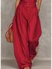 2026 Retro Solid V-neck Short-sleeve Top & Wide-leg Pants Set for Spring/Autumn