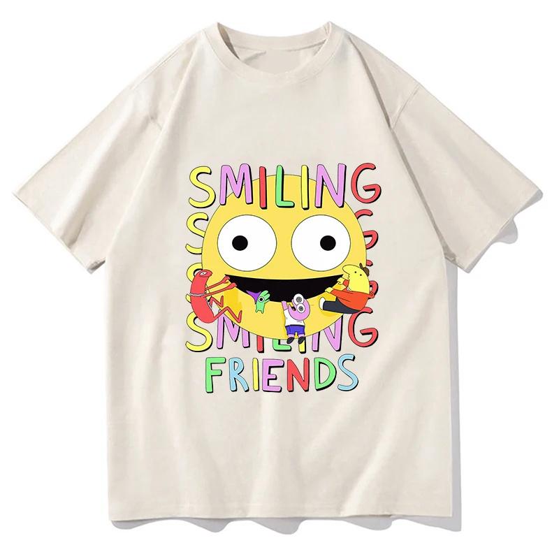 Smiling Friends Cartoon Print T-Shirts Sommer Frühling Baumwolle Herren T-Shirt Lustiger Grafikdruck T-Shirts Hohe Qualität T-Shirt