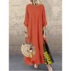 Summer Fashion Floral Maxi Dress Plus Size Casual Loose Long Sleeve Swing Dress Big Holiday Vestidos Longos Robe