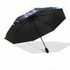 1pc Dragons Cherry Blossoms and Moonlit Festivities Automatic Opening/Closing Umbrella with Portable Tri-Fold Design, 8-Bone Iron Frame - Outdoor