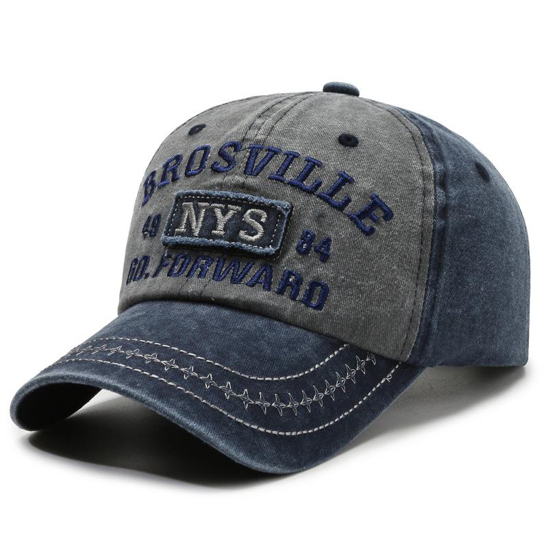 Matching Washed Denim Baseball Caps – Embroidered Letter Design, Korean Streetwear Style for Him & Her