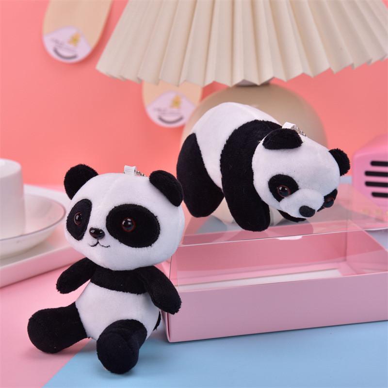 Cute Miniature Panda Stuffed Doll Keychain With Pp Cotton Filling For Children