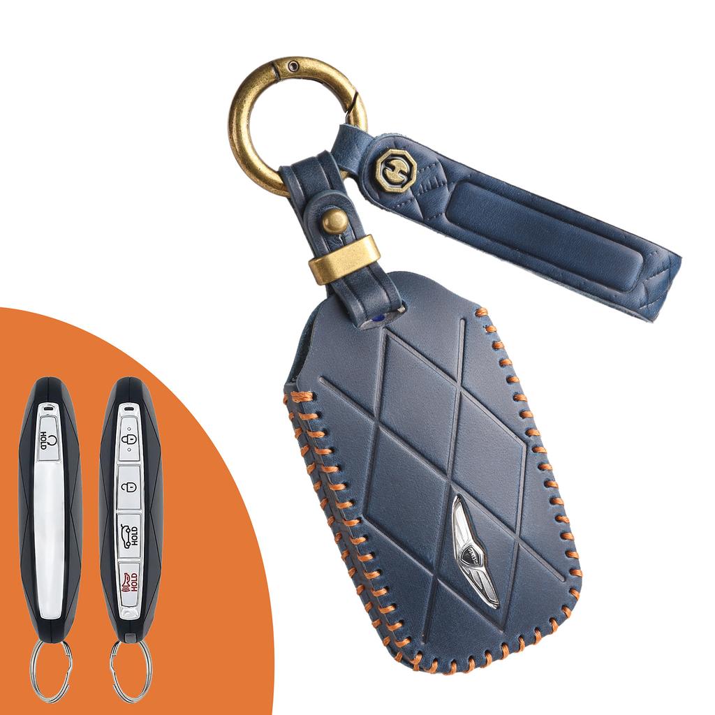 Copritasto retrò per Genesis GV60 GV90 Custodia protettiva in pelle Lawns per chiave auto
