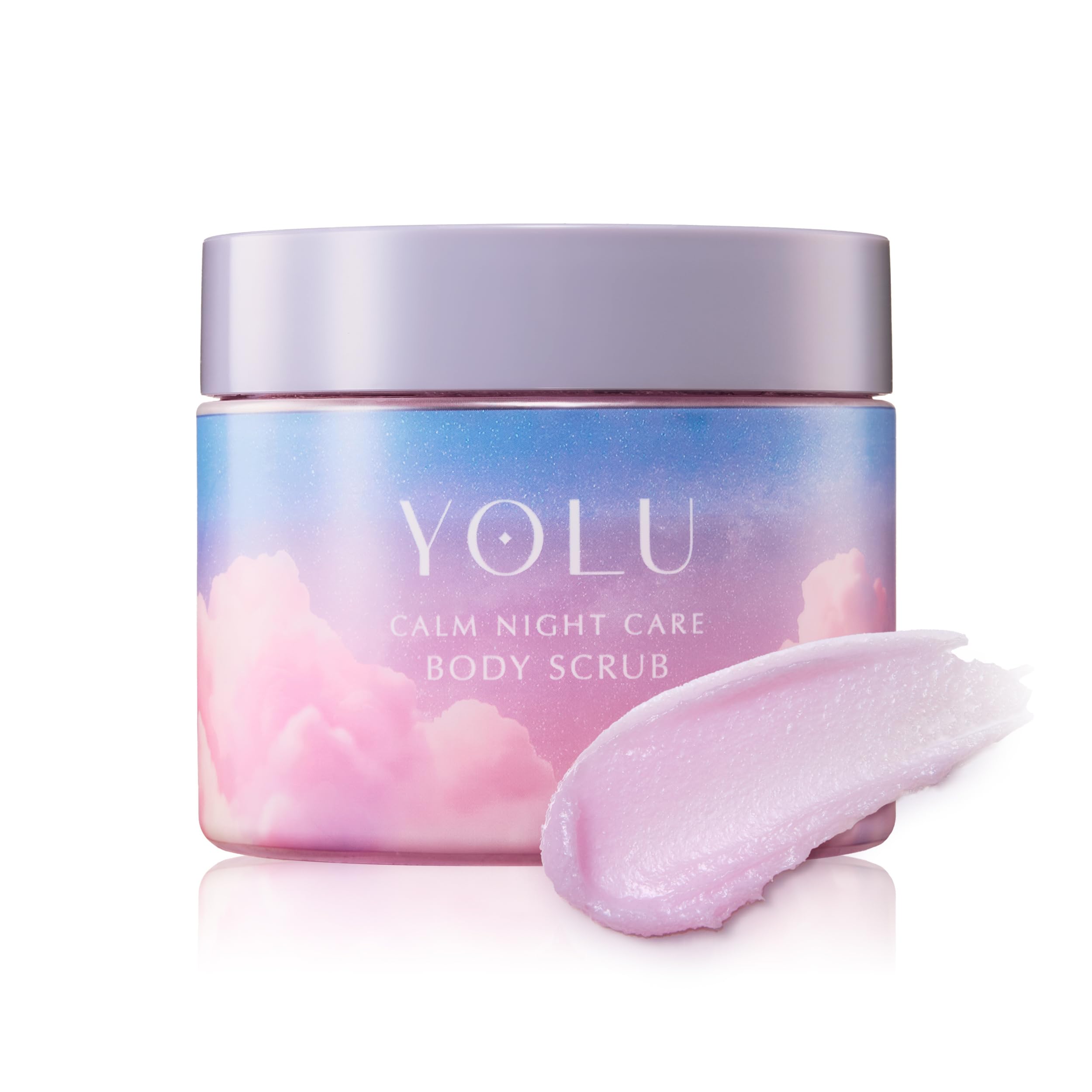 YOLU Calm Night Care Body Scrub - Mild Salt Peeling, Moisturizing Gelato Texture, Cedarwood & Vanilla Scent, Exfoliating & Hydrating Skincare