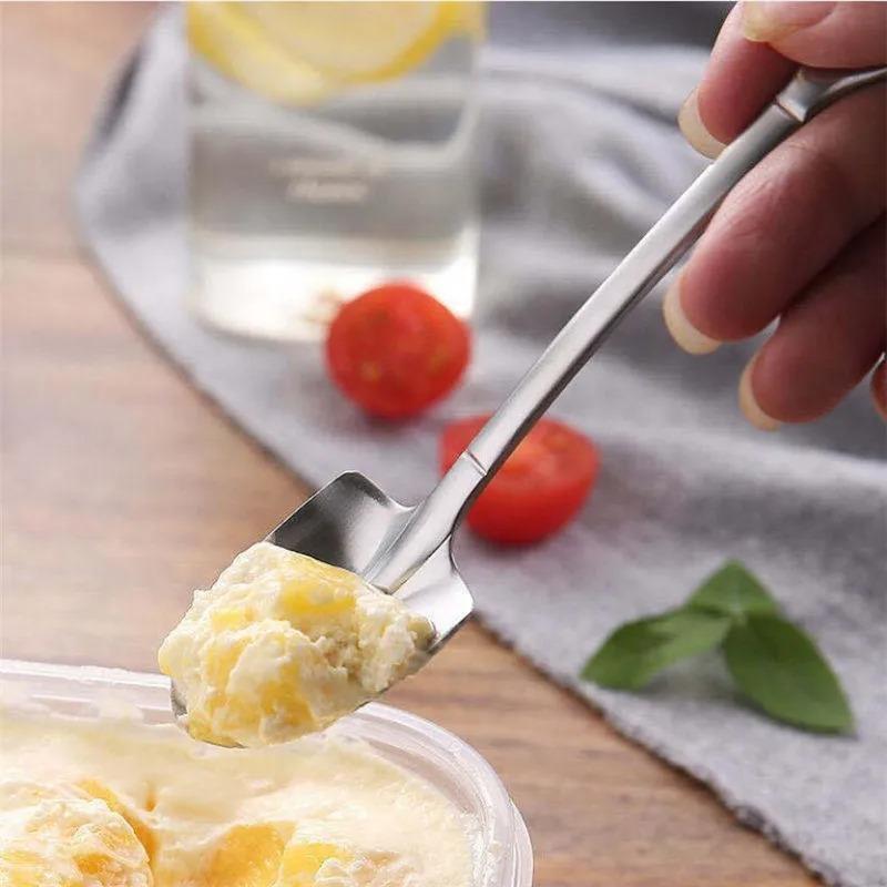Stainless Steel Shovel Point Spoons Watermelon Coffee Tea Spoon Ice Cream Dessert Tip Scoop Cutlery Tableware Set Kitchen Tools