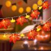 Warm Light 3D Pumpkin Maple Leaves String Decorative Lamp Powered Home Thanksgiving Autumn Indoor Festival Holiday Decor