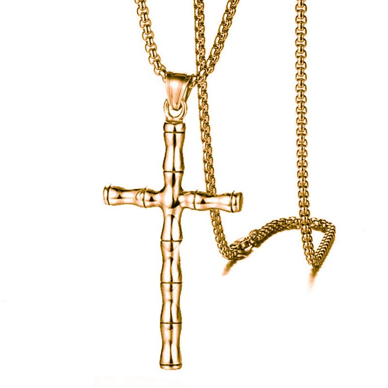 Vintage Bamboo Cross Pendant Trendy Man Necklace Pendant