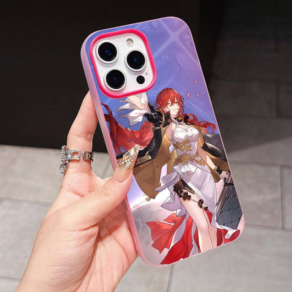 HSR Himeko Jelly Double layer Rose Red Mobile Phone Case for iPhone 17 16 15 14 13 12 11 Air Pro Max Plus Protective