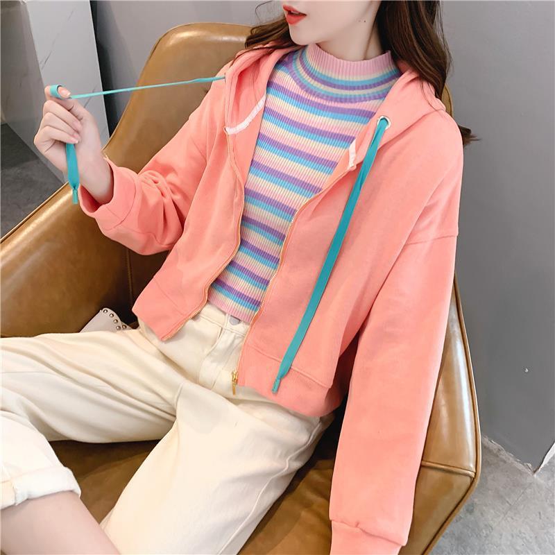 Women's 2024 Korean-Style Loose Hooded Sweatshirt Jacket