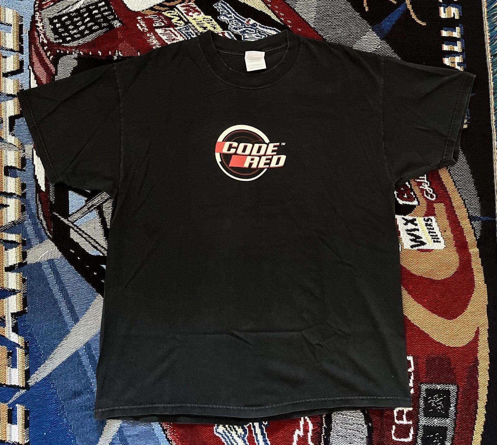Vintage Code Red Mountain Dew Shirt Promo Mens XL Hanes Black 24x29 M