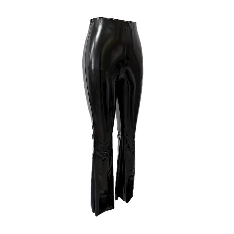 PU Mirror Leather Pants New Women's Clothing Sexy High Waist Black Casual Micro-pull Trousers