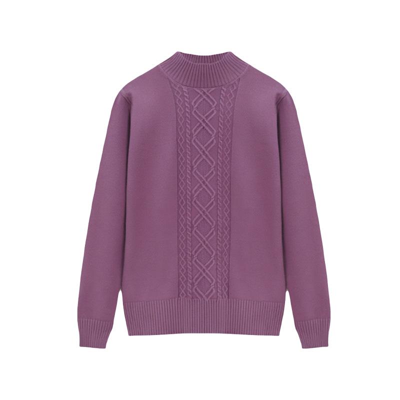 Mother's Fine Velvet Round Neck Sweater: Loose Fit, One Size, Long-Sleeve, Ideal for Autumn and Winter.
