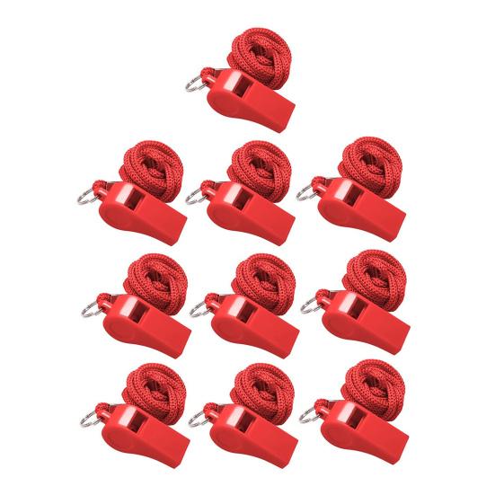 10 Stück Plastikpfeifen mit Schlüsselbändern Laute Sport Schiedsrichter Erbsenpfeifen für Trainer Notfall Überleben Verwendung Ersatz Trainerpfeife