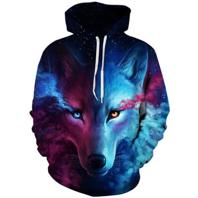 Men's Oversized Hoodie 3D Wolf Animals Pattern Ferocious Warrior Fashion Sweatshirt Loose Street Funny Tracksuits