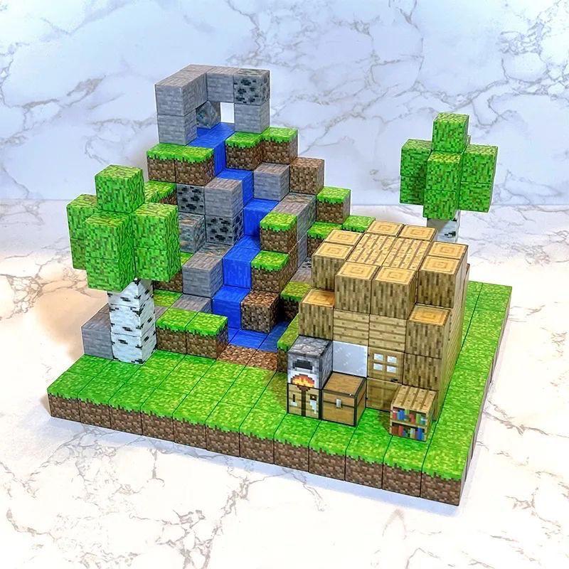 Minecraft 3D Magnetische Bausteine - Veränderbares Lernspielzeug für Kinder, Perfektes Geschenk zum Kindertag
