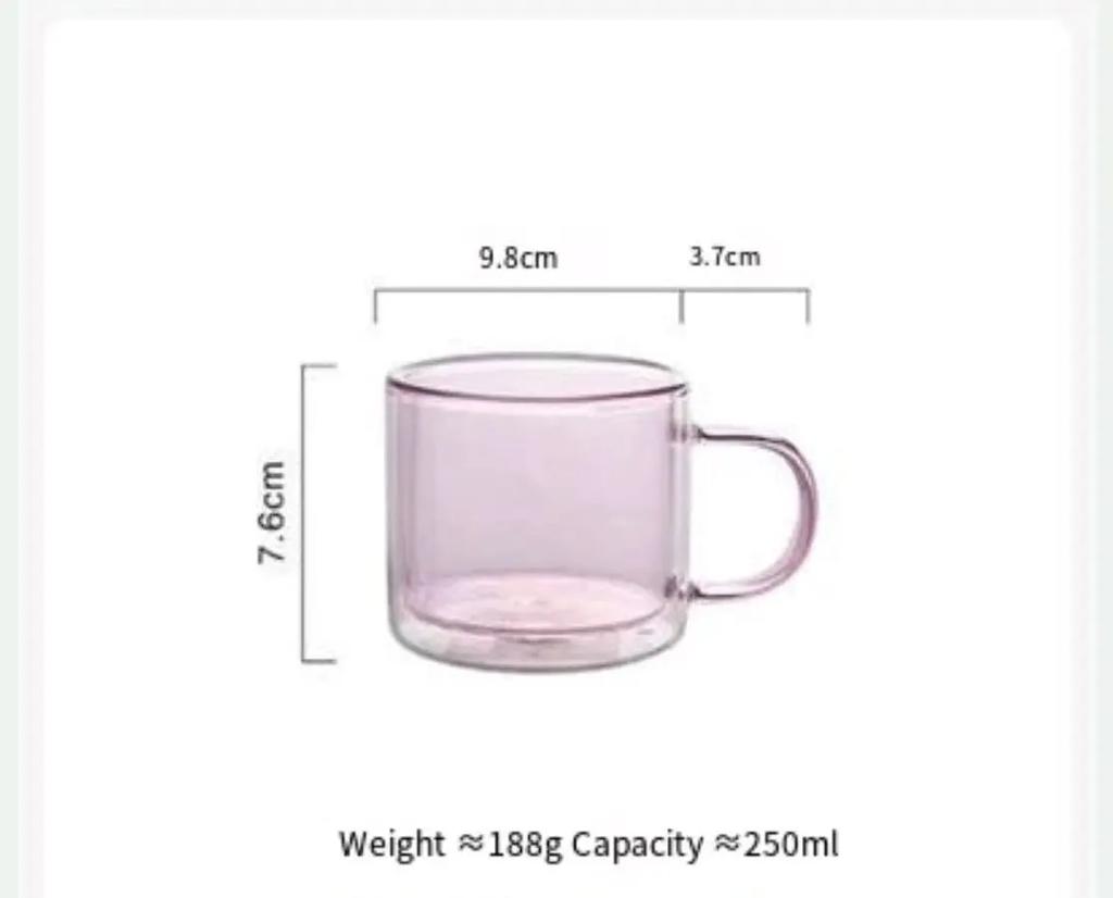 250ml Colorful Glass Cup with Handle Heat Resistant Double Wall Milk Coffee Mugs Water Cups Clear Wine Glasse Home Drinkware New