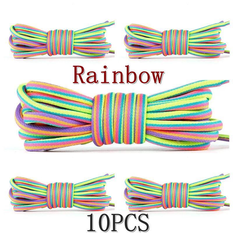 10 Stück Neue Regenbogen Einfarbige Schnürsenkel Klassische Stiefel-Schnürsenkel Hochwertige Starke Runde Schnürsenkel Lässige Sneaker Schnürsenkel Kordeln