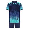 Children‘s Football Training Outfit V-Neck Short Sleeve Patterned T-Shirt and Elastic Waistband Drawstring Shorts for Athletic Practice