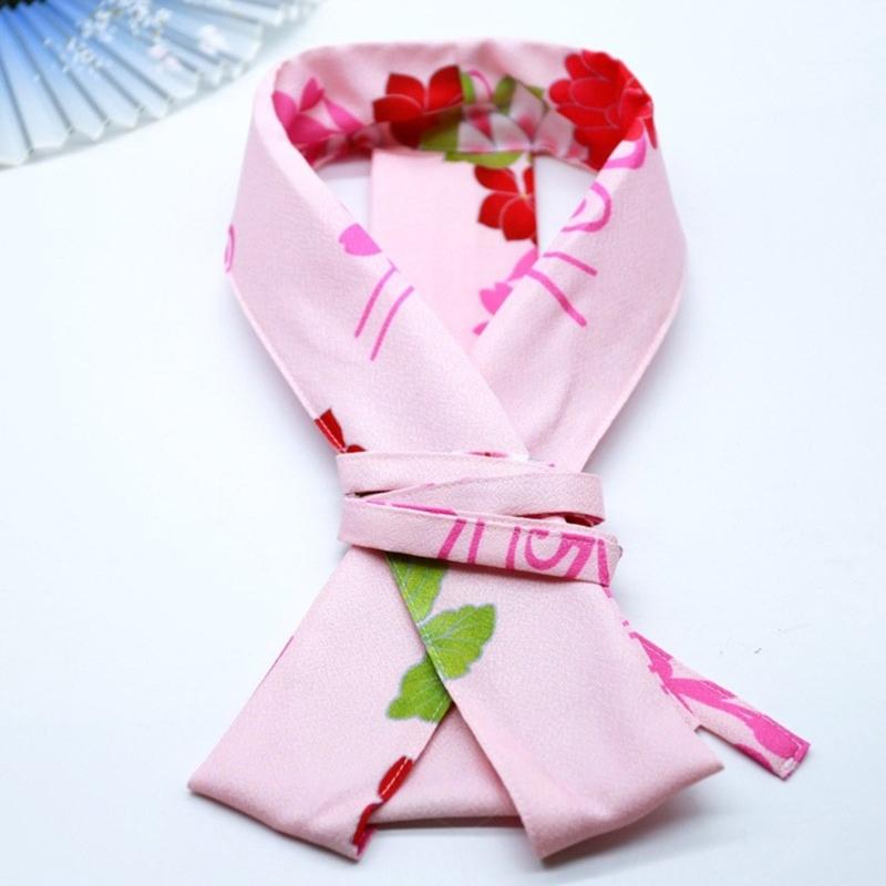 Women's Kimono Collar Support Accessory for Traditional Japanese Dress Core Collar Lining with Flower Print Kimono Belt