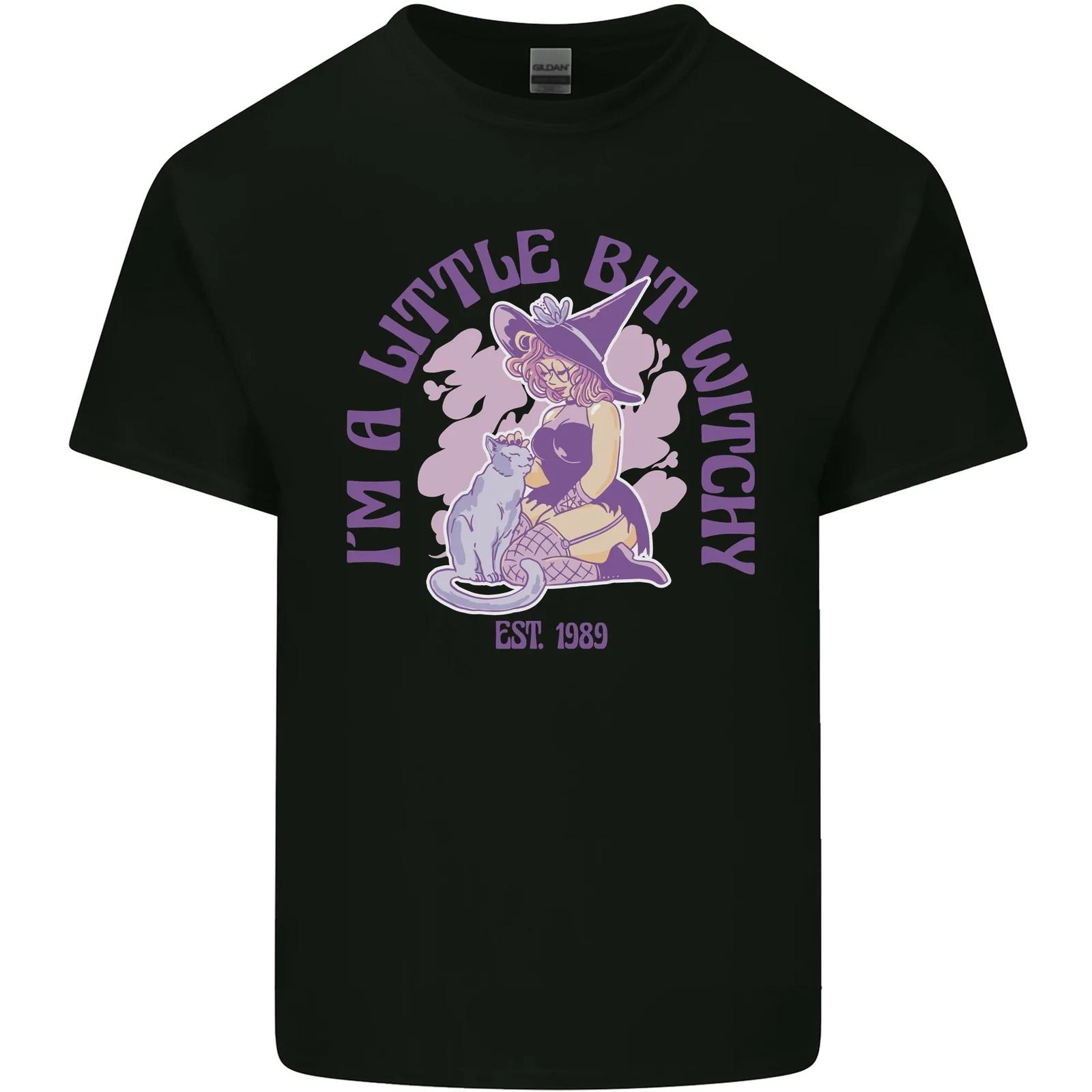 

A Bit Witchy Funny Halloween Cat Witch Kids T-Shirt Childrens L
