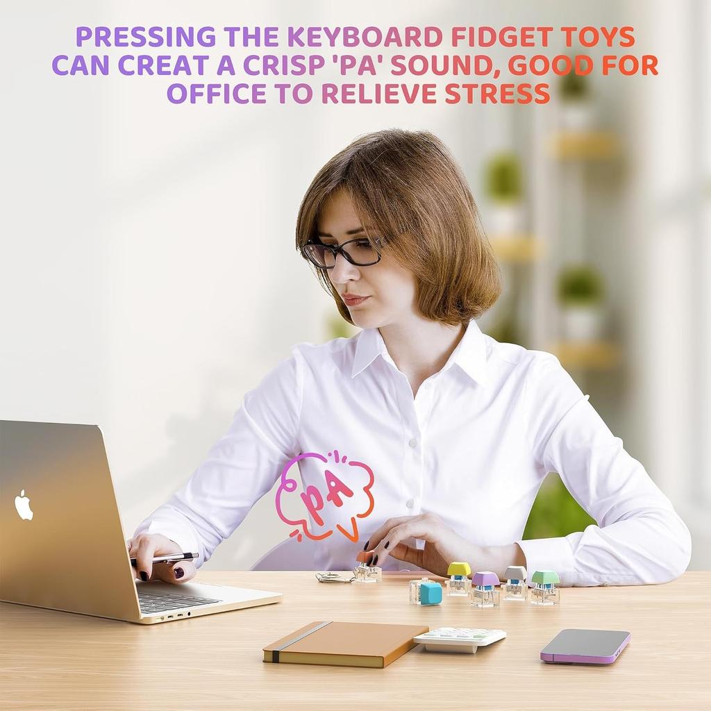 2/4/6Pcs Keyboard Fidget Toy for Kids Adults Fidget Sensory Toy for Anxiety Stress Relief Silent Keyboard Button Keychain Gift