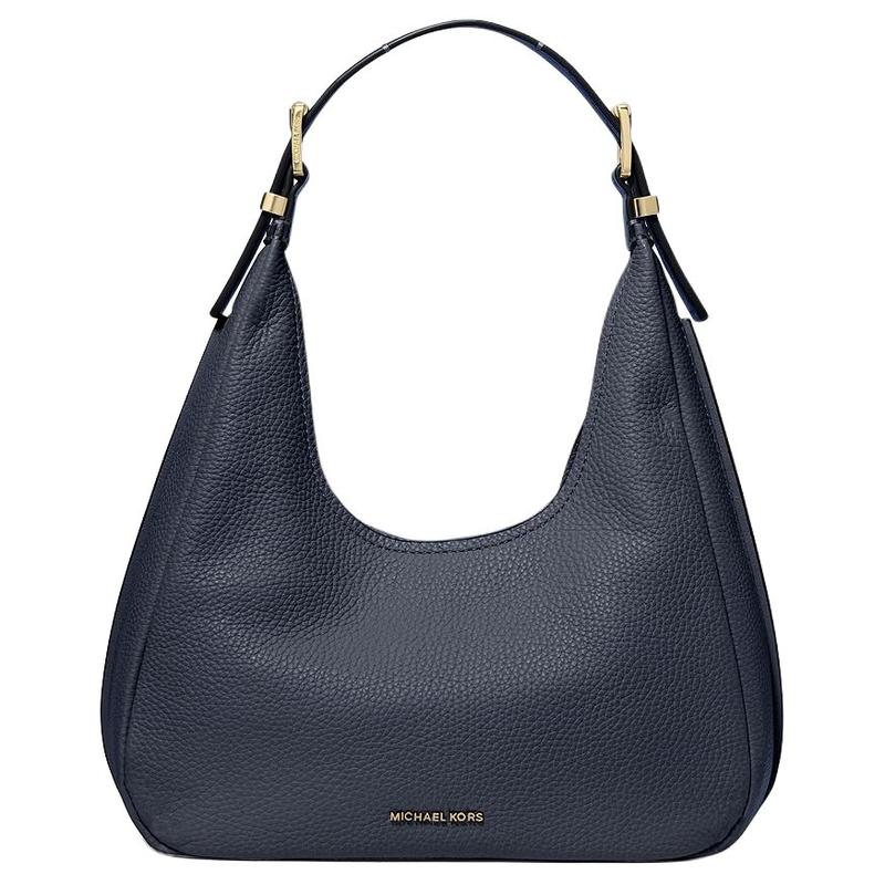 MICHAEL KORS Nolita metal hardware hobo handbag cow leather shoulder bag small women s navy blue синий