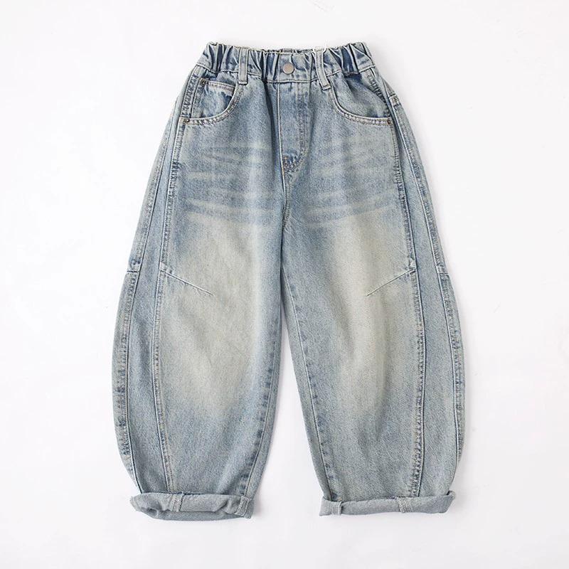Spring Boys' Soft Denim Wide-Leg Jeans - Korean Style