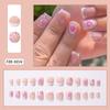 24Pcs Pink Leopard Print French Tips False Nails Short Square Head 3D Black Bowknot Fake Nails Acrylic Full Cover Press On Nails