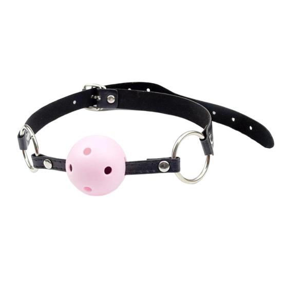 Faux Leather Ball Gag with Adjustable Straps BDSM Mouth Restraint for Bondage Roleplay Discreet Adult Toy for Beginners/Advanced