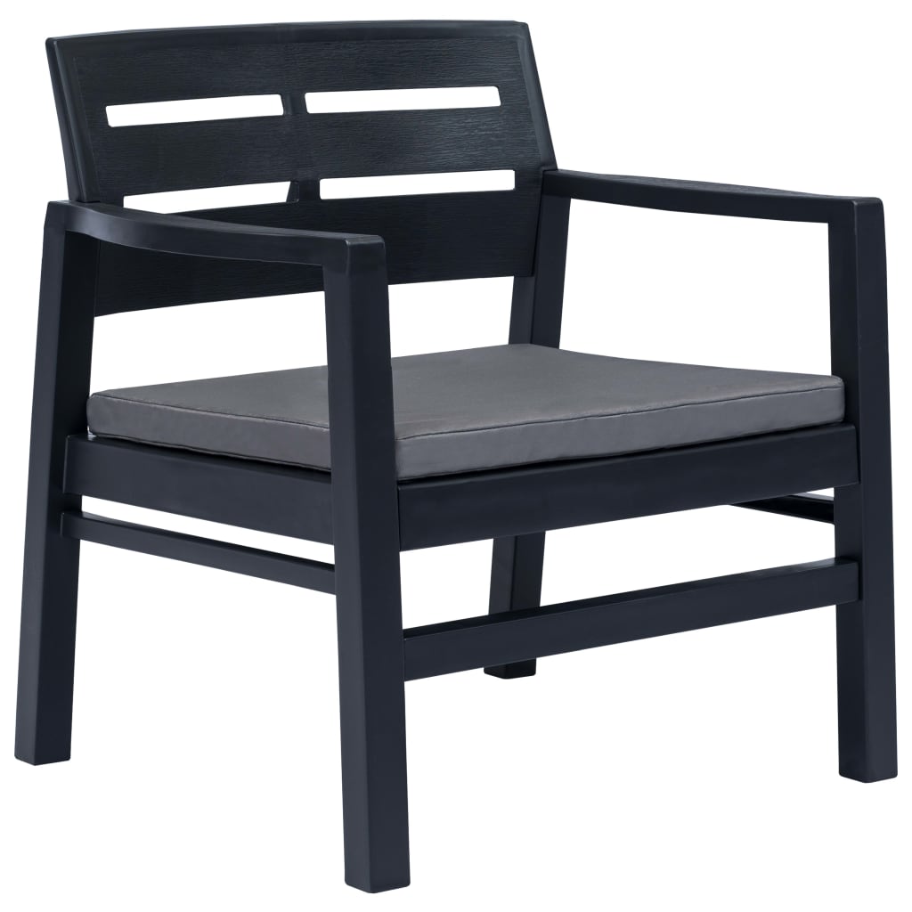 3 Piece Garden Dining Set Anthracite Plastic