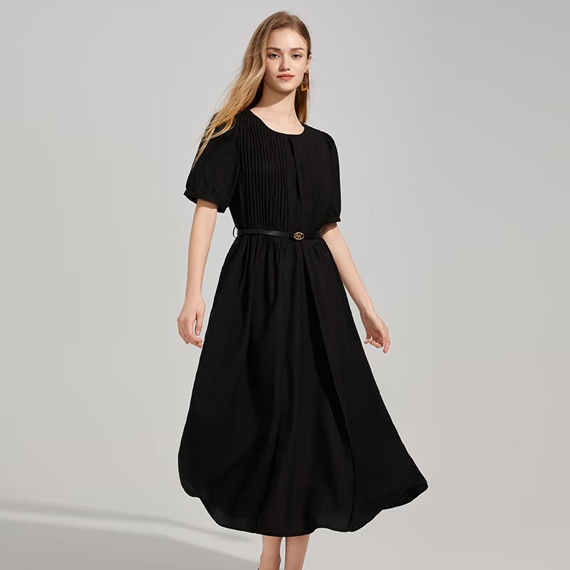 Shetu Round Neck Short Sleeve Mid-length Dress