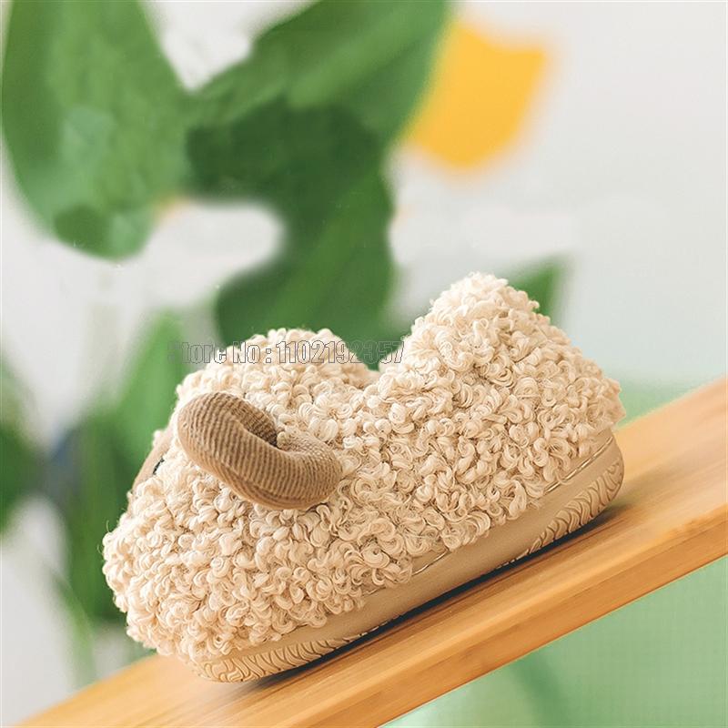 Children Winter Soft Plush Fluffy Slippers Home Kids Girls Boys Flat Warm Room Cute House Fur Slippers Toddler Indoor Shoes