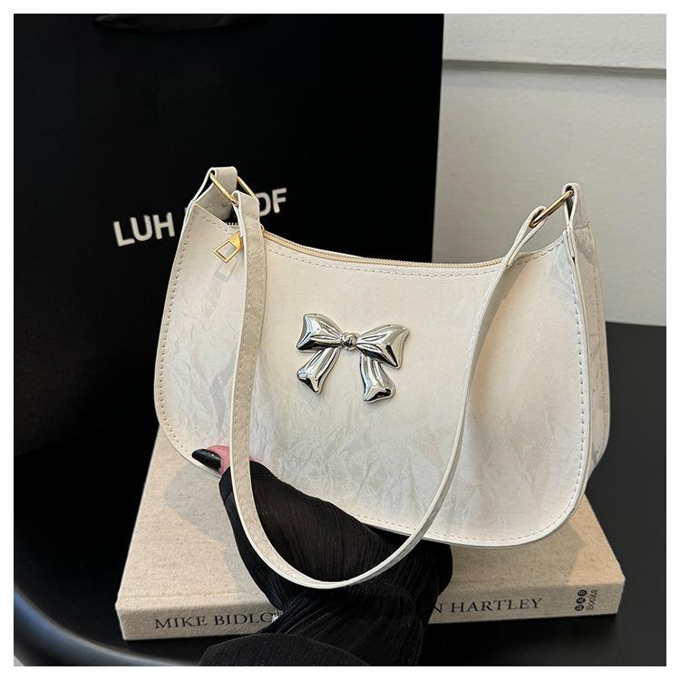Small Underarm Handbag Women's Trendy Shoulder Bag Sweet Bow Design Fashion Casual Evening Purse New Elegant Mini Top Handle Bag