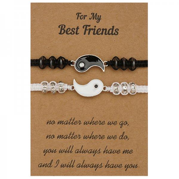 2pcs/set Minimalist Sun Moon Charm Couple Bracelet Friendship Jewelry Gift Handmade Adjustable Braided Rope Bracelets Wholesale