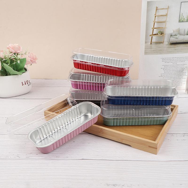 Home Kitchen Foil Cake Boxes Aluminum Foil Cup Cake Pans Golden/White/Blue/Pink/Red Covered Pudding Boxes 10PCS