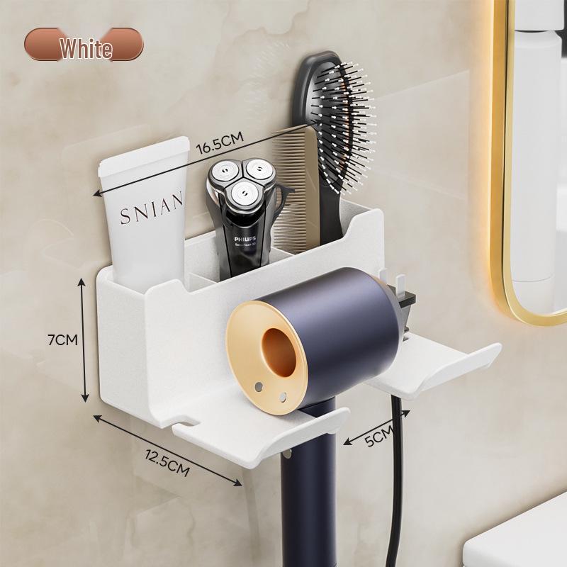 

Punch-Free Wall-Mounted Hair Dryer Holder for Bathroom Storage