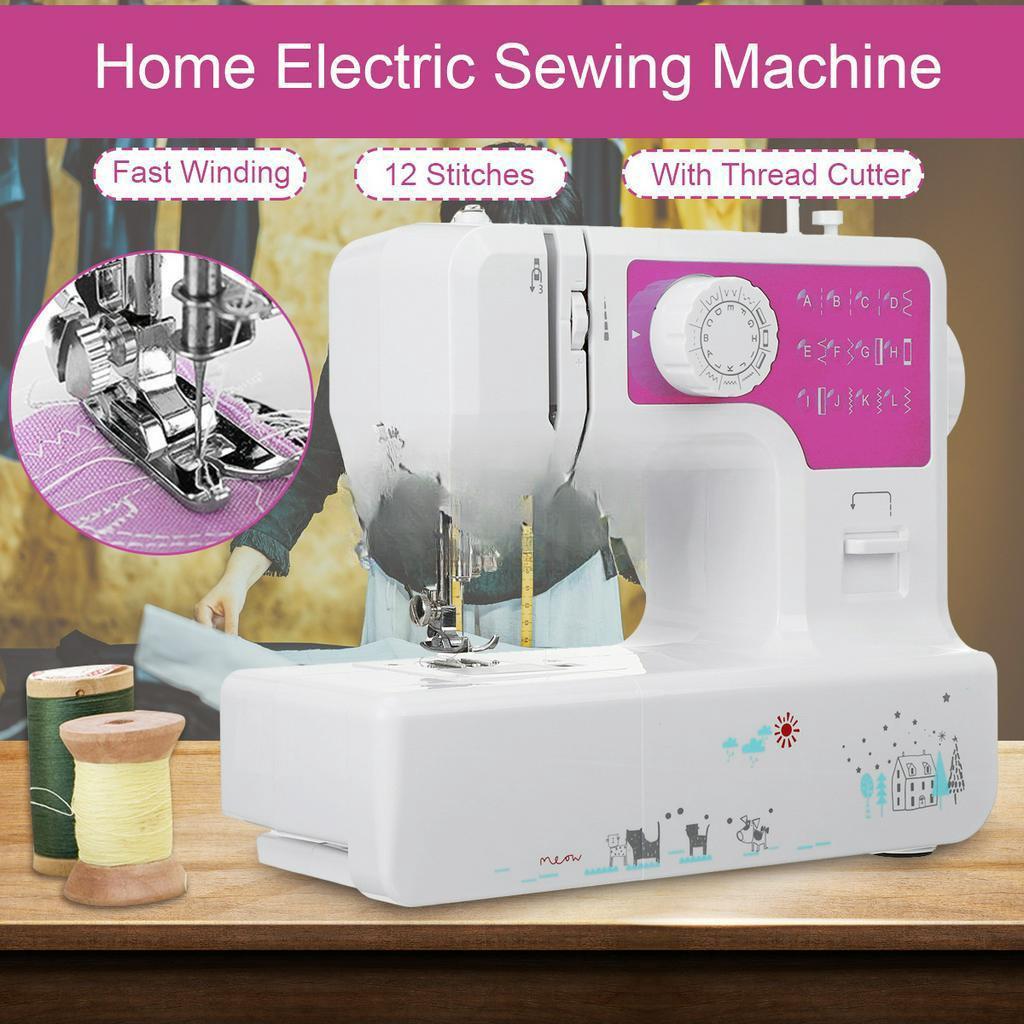 DIY 12 Stitches 11.61''x5.11''x10.03'' Household Tailor Clothes Mini Desktop Electric Sewing Machine