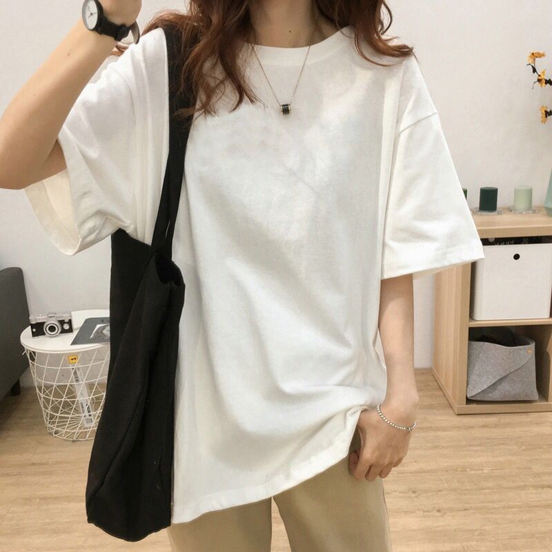 

Женская футболка из чистого хлопка с коротким рукавом, новинка лета 2024, оверсайз, свободная, европейские товары, футболка средней длины, с рукавом до локтя, большие размеры, топы White S [Fancy/Classy/European/light luxury]]