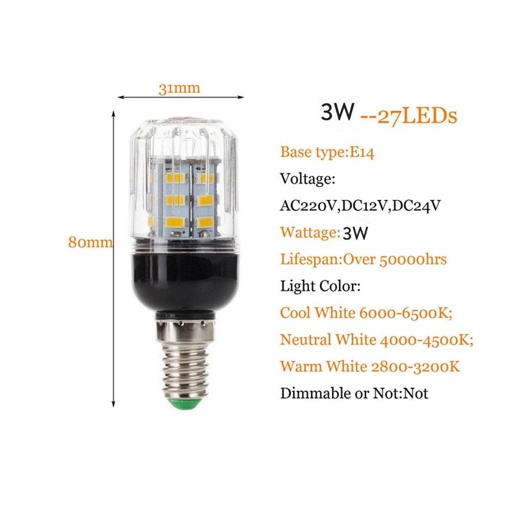 E27 E14 LED Corn Bulbs 27LEDs 3W  SMD5730 E12 E26 LED Lamp 110V 220V 12V 24V Cool/Warm/Neutral White Light for Home Decor