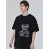 Black T Shirt with White Teddy Bear Print for Casual Wear