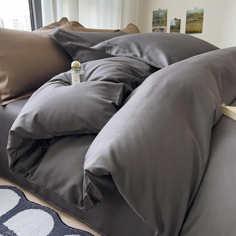 Solid Color Bedding Four-piece Set, Skin-friendly, Breathable and Comfortable, Washed Sheets, Quilt Covers, Pillowcases, Sets