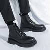 Martin boots winter black high-top British style thick-soled heightening casual leather shoes couple's new large-size short boots