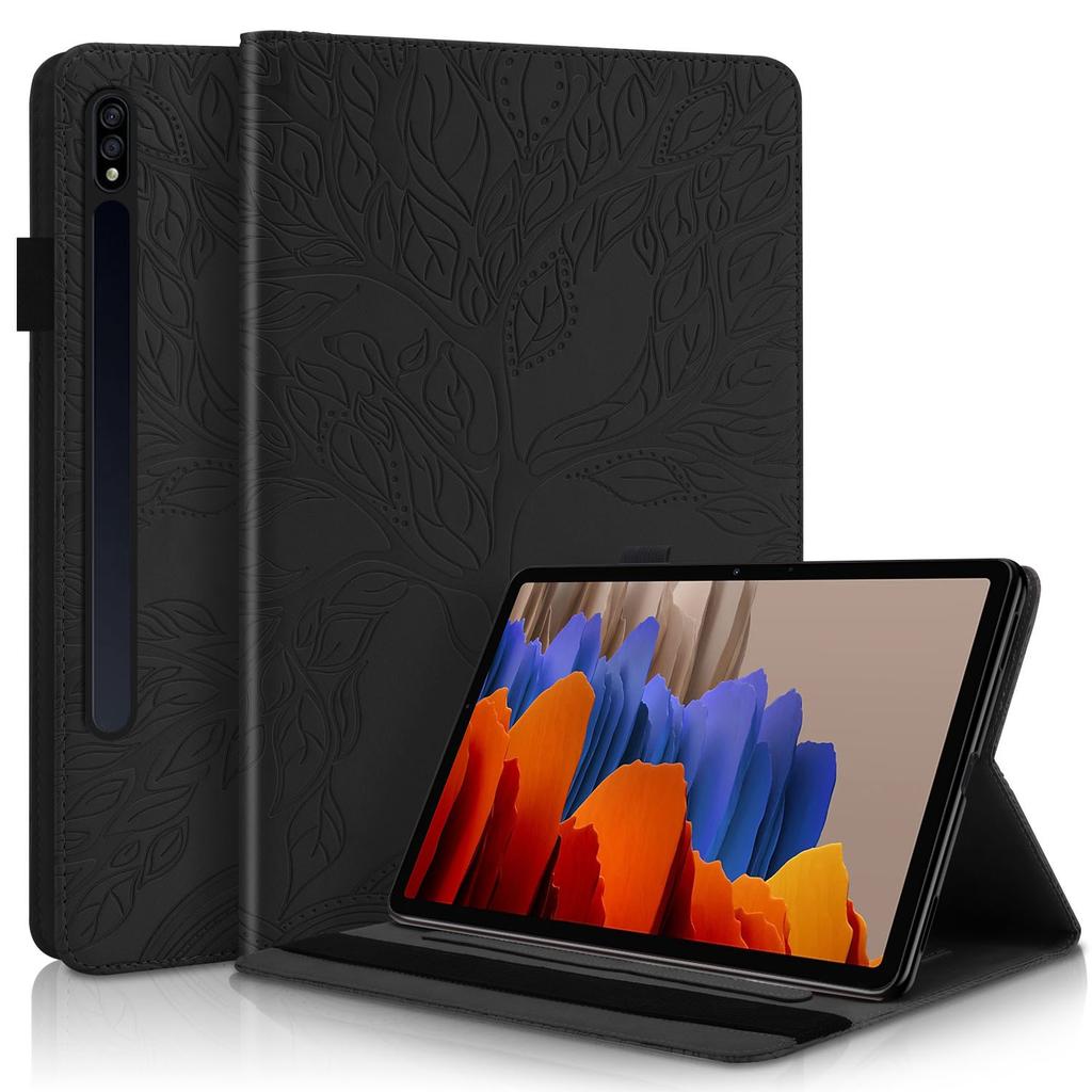 Applicable Samsung Tab S11 Ultra Tablet Leather Case Tab S8 Tree of Life Embossed Card Bracket Anti-drop Case