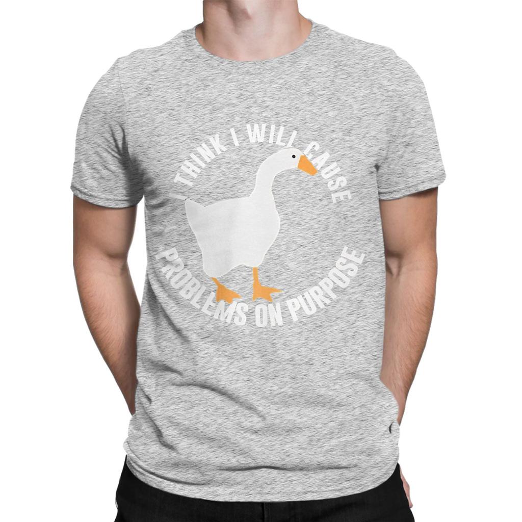 Untitled Goose Game I Think I Will Cause Problem On Purpose Funny 100 Cotton TShirt Untitled Goose Game Tops Tees For Unisex