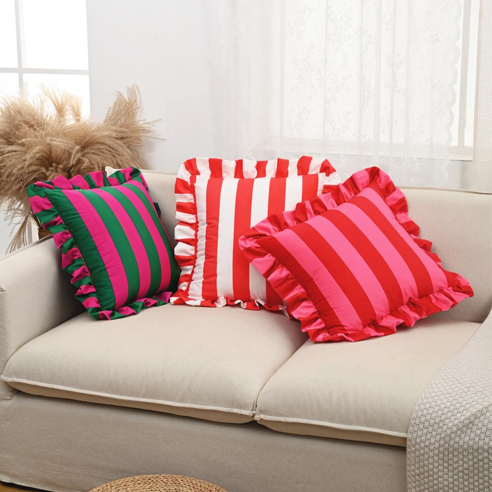1pz Federa per Cuscino in Velluto a Righe e Pizzo 18x18 Pollici Federe per Cuscini Morbide Accoglienti per Divano Camera da Letto Soggiorno Decorazioni per la Casa