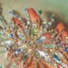 Exquisite Uniquely Pure Handmade AB Colour Bright Crystal Patches Sew-on Rhinestones Applique with Stones Sequins Beads for Wedding Dress DIY Manual