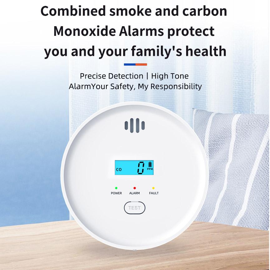NOCCLILI 10-Year Battery 2-in-1 Independent CO Smoke Alarm and Fire Protection Smoke Detector Composite Carbon Monoxide Sensor
